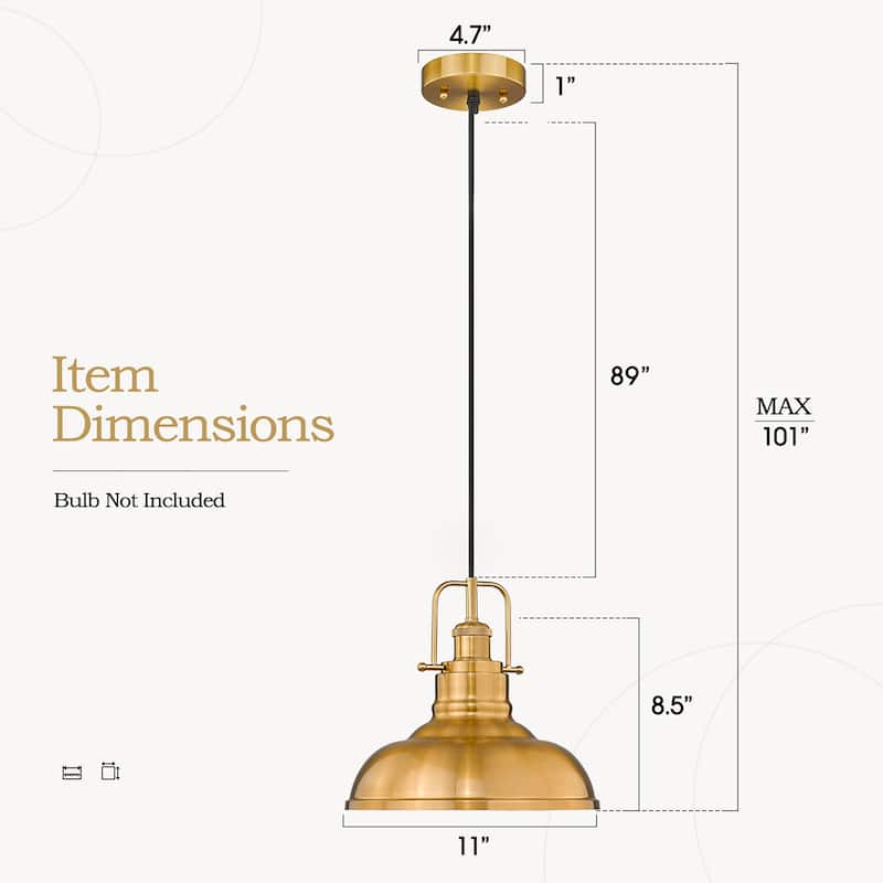 2 Pack Modern Pendant Lights with Metal Dome Lampshade