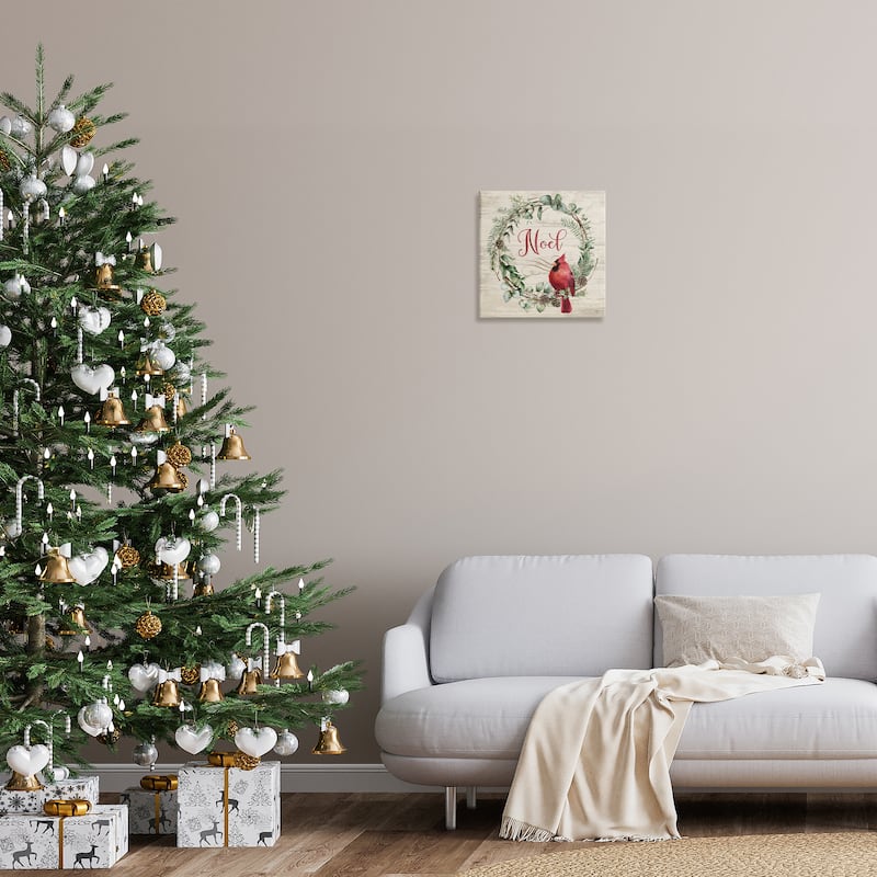 Stupell Noel Wreath with Cardinal Canvas Wall Art Design By Mollie B.