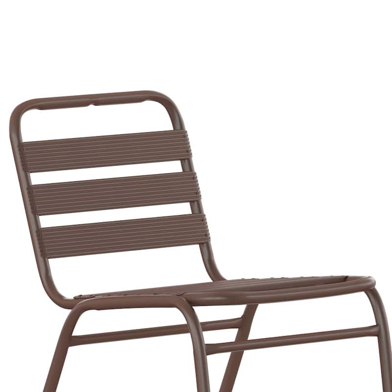 4PK Commercial Aluminum Indoor-Outdoor Restaurant Stack Chair - Triple Slat Back