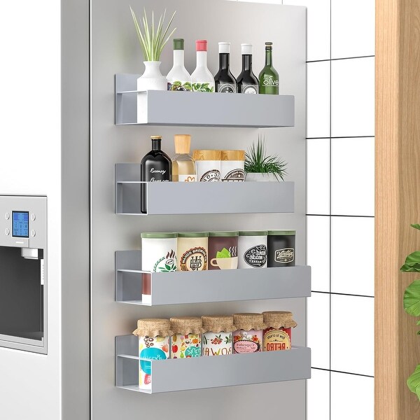 4 Pack Magnetic Spice Storage Rack Organizer for Refrigerator and
