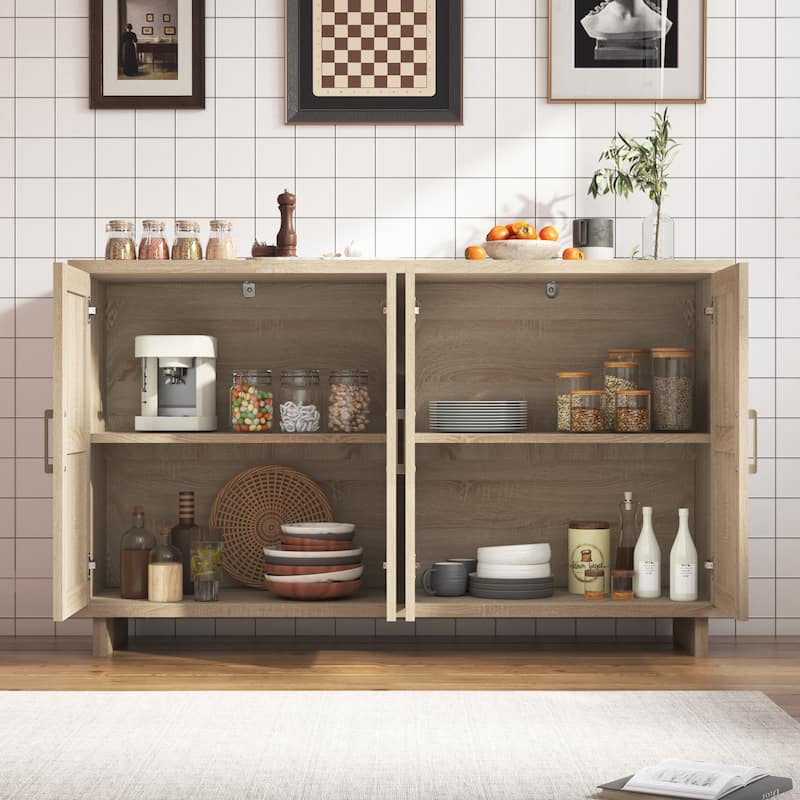EROMMY Modern Sideboard Buffet Cabinet with Fluted Doors, 2-Door Storage Console Table for Kitchen, Dining Room & Living Room