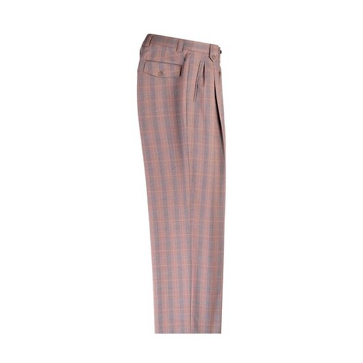 Shop Tan With Brown And Light Blue Plaid Wide Leg Pure Wool Dress