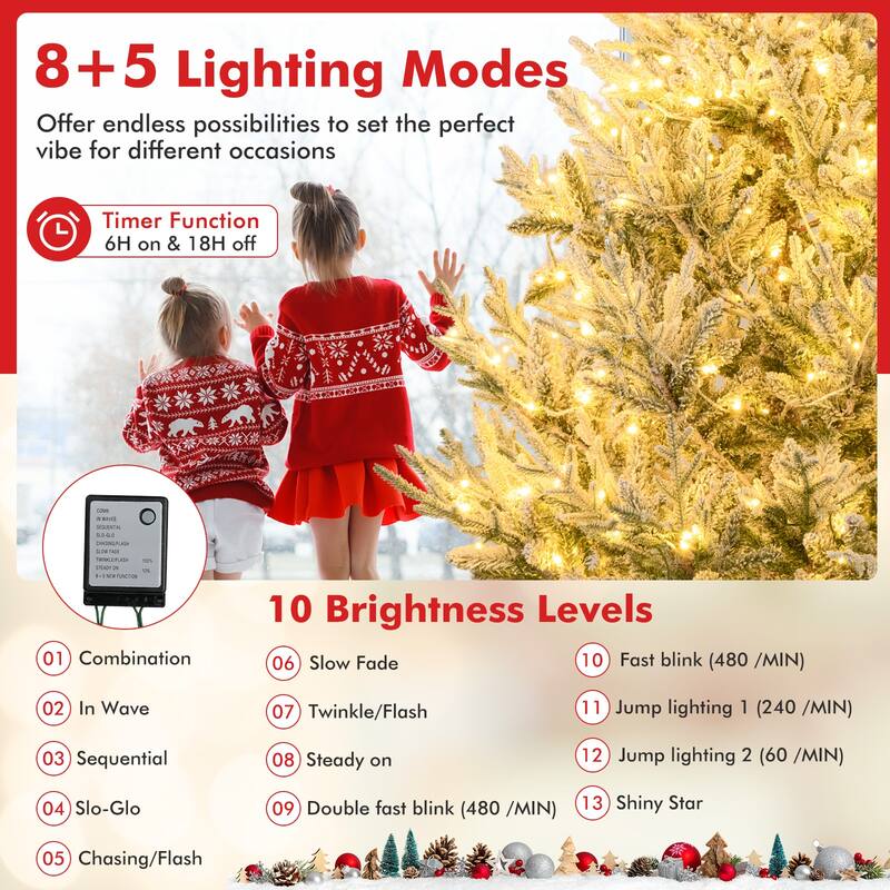 Gymax Pre-Lit Artificial Christmas Tree w/ 1074 Branch Tips 450 White - See Details