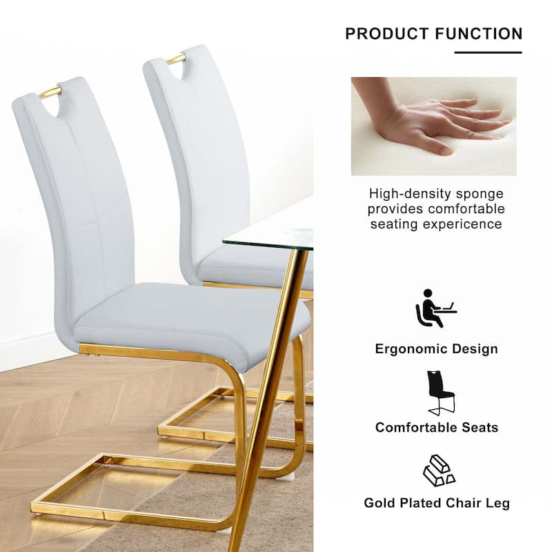 PU dining chair Living room Chair Upholstered chair,Gold Metal Chair Leg(Set of 2)