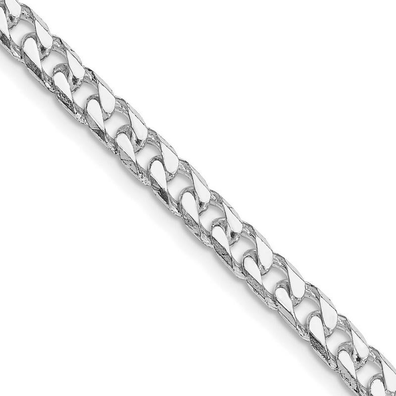 Curata 925 Sterling Silver Rhodium Plated 5mm Curb Chain Necklace for Men