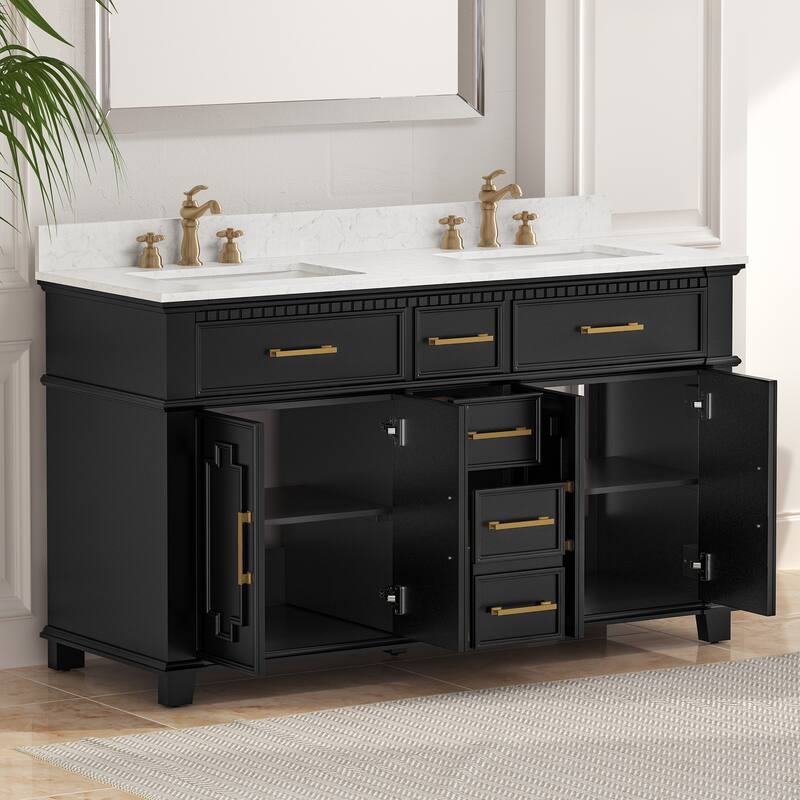 36 Inch Bathroom Vanity with Sink, Soft-Close Sliding Drawers & Cabinet, Bathroom Vanity Cabinet Set in White