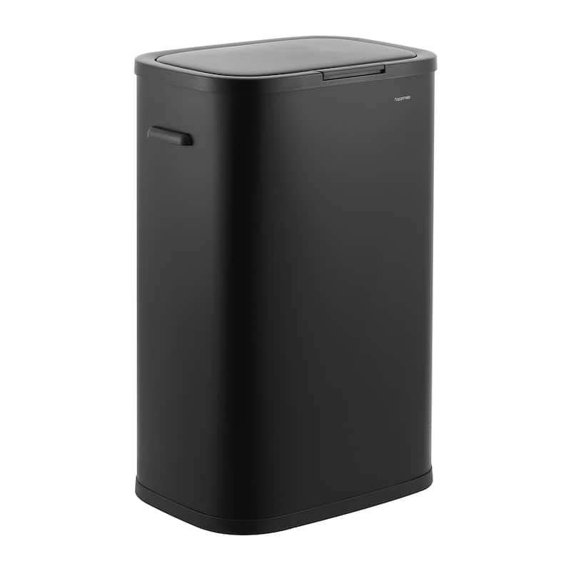 happimess Tammi Kitchen 14.5-Gallon Slim Metal Push Button Trash Can - Charcoal Black
