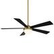 Eclipse Indoor and Outdoor 5-Blade Smart Compatible Ceiling Fan 54in with 3000K LED Light Kit and Remote Control - 54 Inches - Satin Brass Matte Black