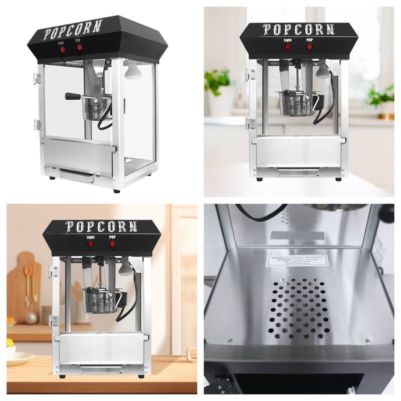 2-Gal Commercial Popcorn Machine with Warming Deck, 600W, Scoop & Cup