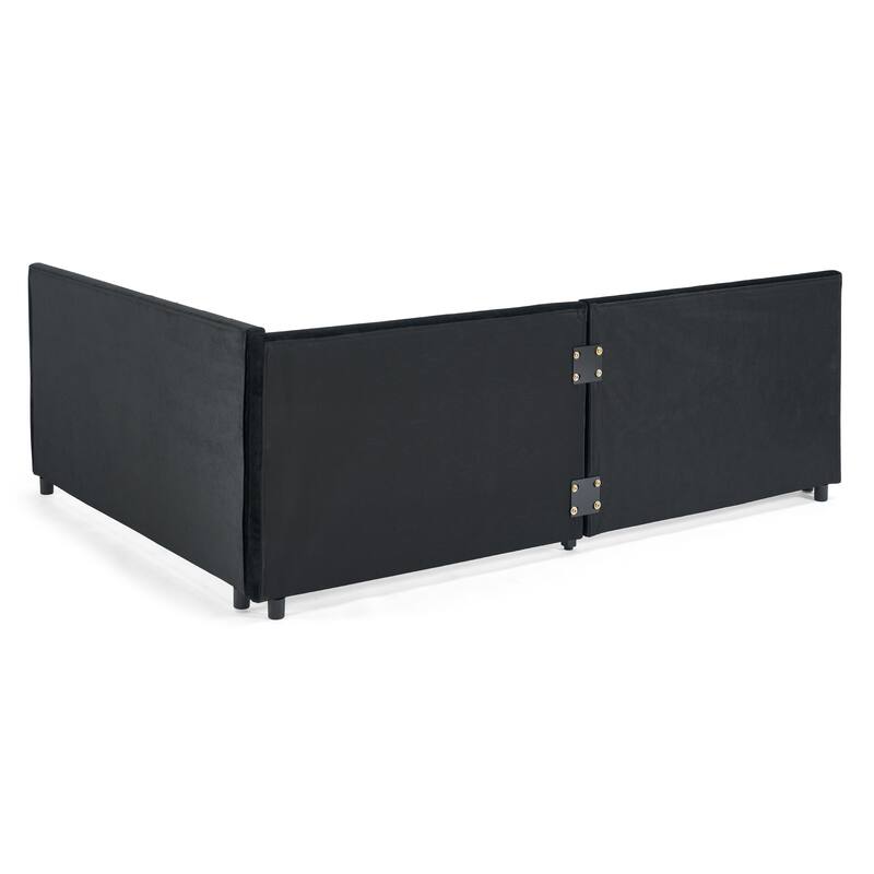 Full Size Daybed with Trundle Upholstered Tufted Sofa Bed, Sofa Bed Frame with Comfortable Backrest and Armrests