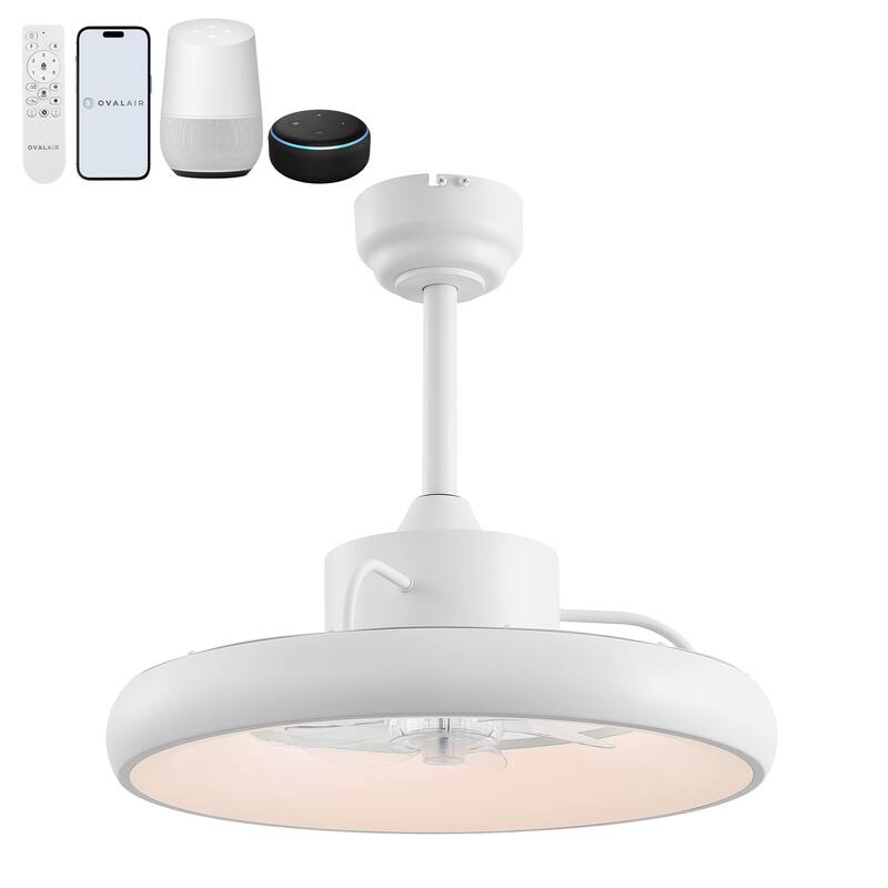 Loren 20" Modern 6-Speed Metal Dimmable Smart LED Ceiling Fan, App & Remote - 11.5 Inches