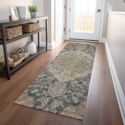 Machine Washable Indoor/ Outdoor Traditional Medallion Chantille Rug