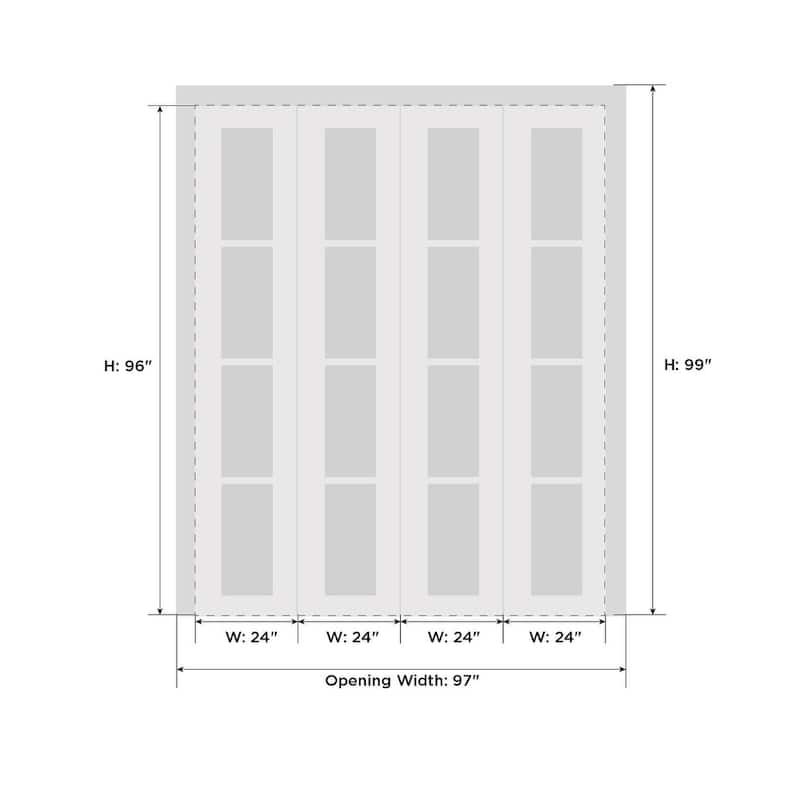 Sliding Closet Double Bi-fold Doors | Mela 0733 Painted White | Sturdy Tracks Moldings Trims | Wood Solid Bedroom Wardrobe