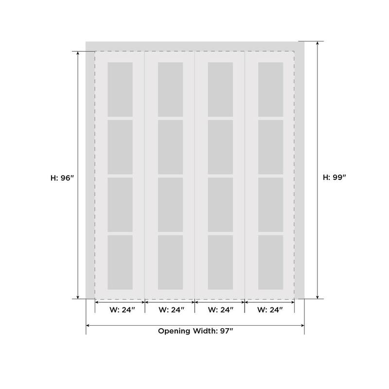 SartoDoors Quadro 4055 | Closet Door Bi-fold Door | Solid Wood w/ Glass | Hardware Set | 72x80, White Silk