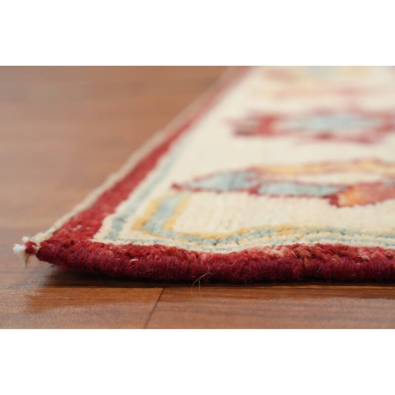 Hand Knotted Oriental 100% Wool Carpet Transitional Floral Navy Blue & Blues Oushak Runner Rug - 19' 5'' X 5' 0''