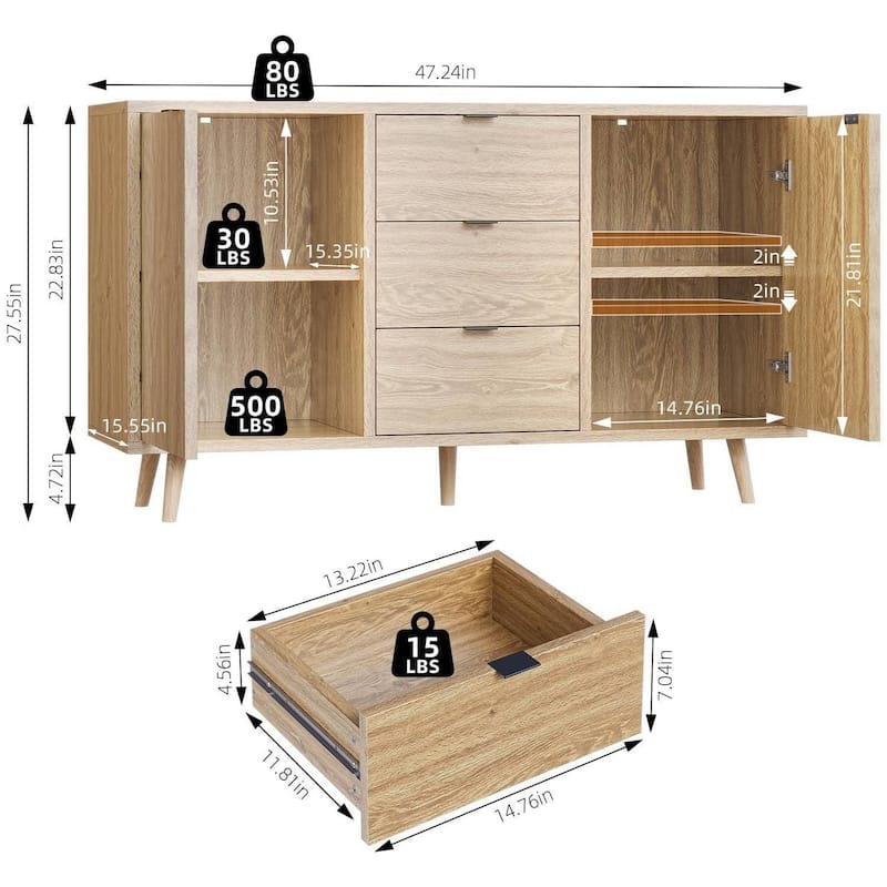 Modern Storage Cabinet with 3 Drawers