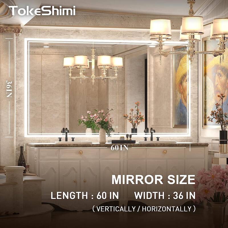 TokeShimi LED Bathroom Vanity Mirror, Anti-Fog Dimmable Wall Mirror