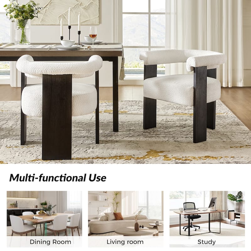 Georg Modern Boucle Dining Chair with Solid Wood Legs Set of 6 by HULALA HOME