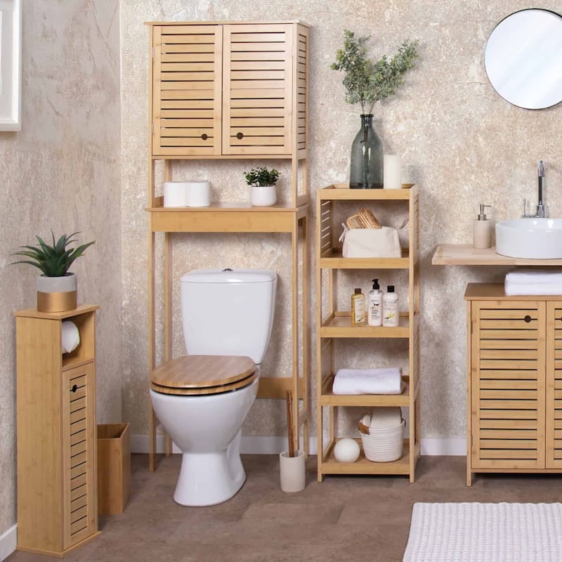 Toilet Paper Storage Cabinet with Dispenser Toilet Organizer - 7.2'L x 7.2"W x 29.9"H