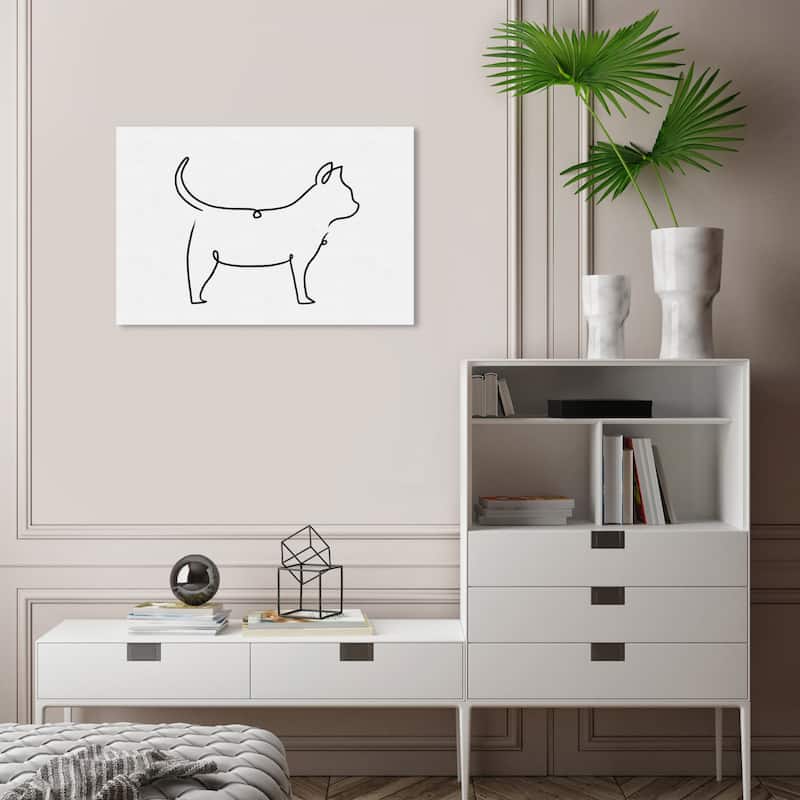 Wynwood Studio Canvas Animals Cat Outline Simple Black and Modern & Contemporary Wall Art Canvas Print - 16 x 24