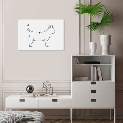 Wynwood Studio Canvas Animals Cat Outline Simple Black and Modern & Contemporary Wall Art Canvas Print