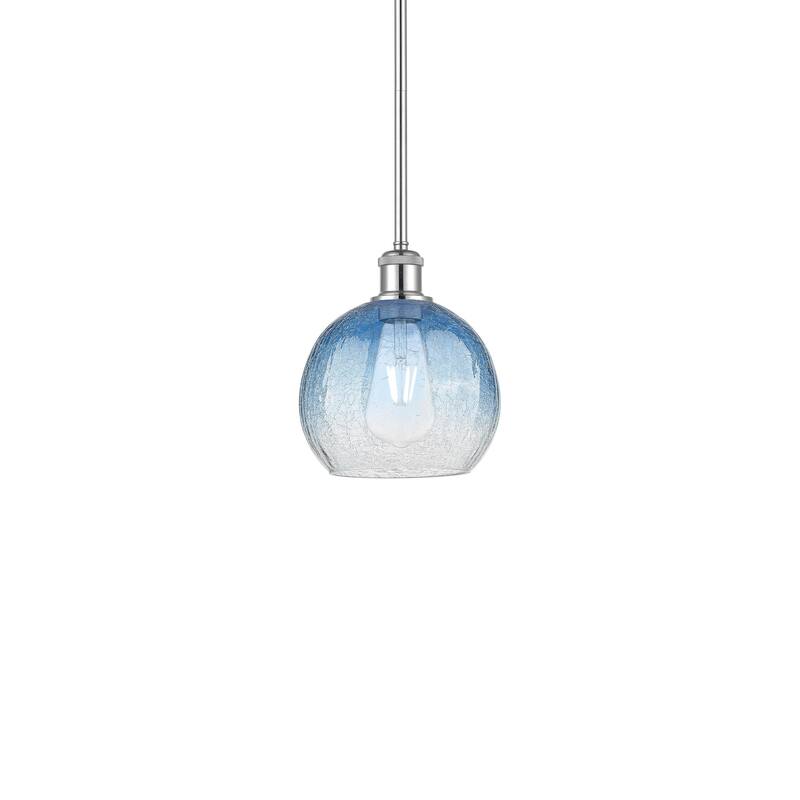 Innovations Lighting 516-1S-10-8 Brookhaven Globe Pendant Brookhaven - Polished Chrome / Sapphire Blue