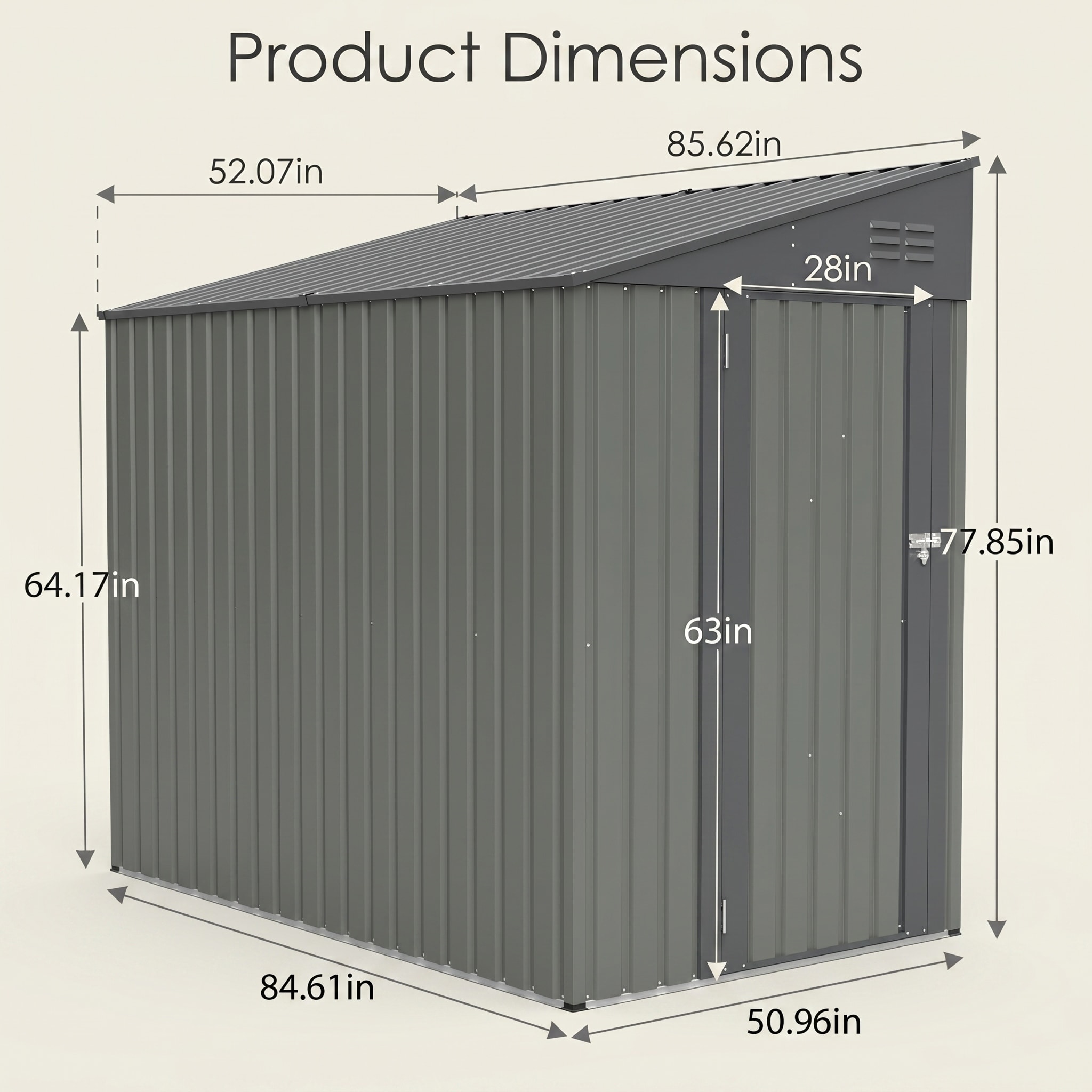 チーク 5-dimension 4-x-7-FT-Lean-To-Metal-Storage