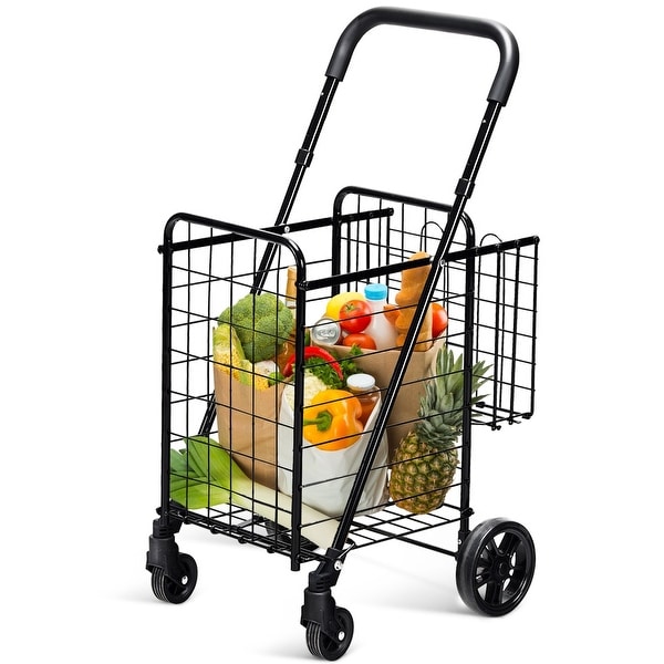 Lightweight Folding Shopping Cart with Double Basket and