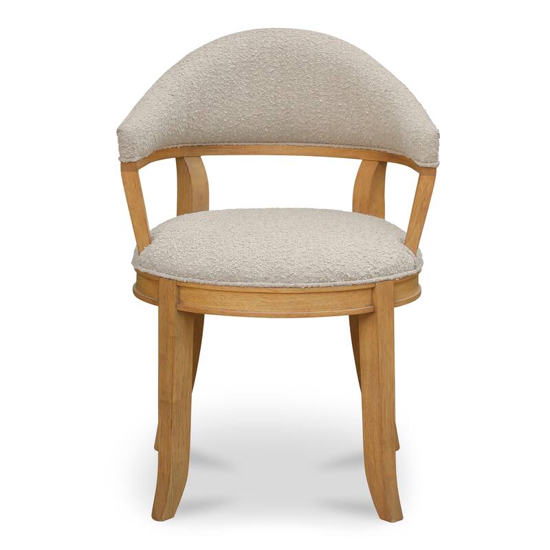 NADAAL STUDIOS Breyson Dining Chair, Curved Backrest, Rounded Cushion Seat, Rubberwood Frame, Taupe - Dining Height - Taupe - Single