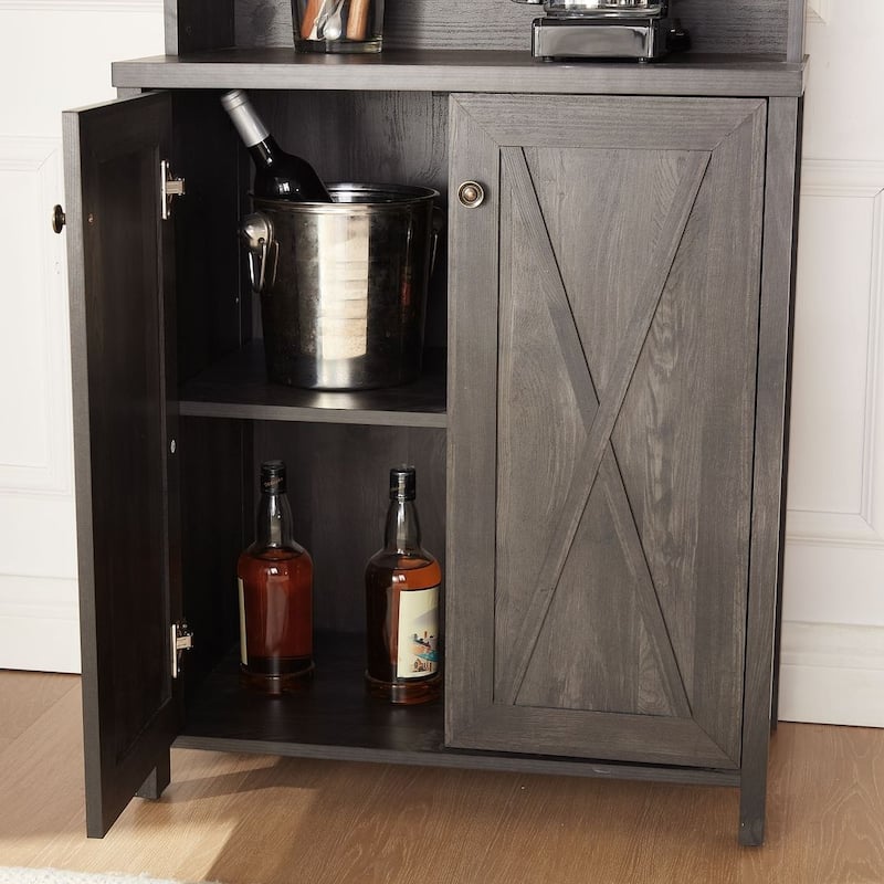 Farmhouse Bar Cabinet with Wine Rack and Door