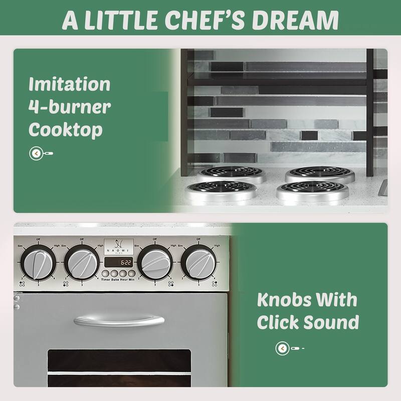 Eco-Friendly Wooden Kids Play Kitchen with Fun Features & Storage