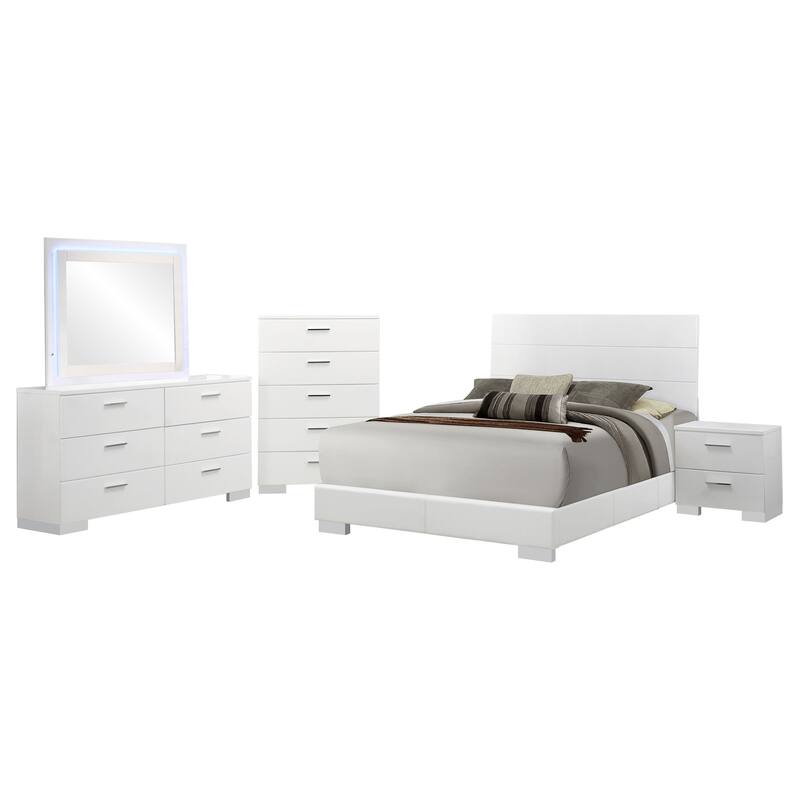 Dulcey White High Gloss 5-piece Queen Bedroom Set