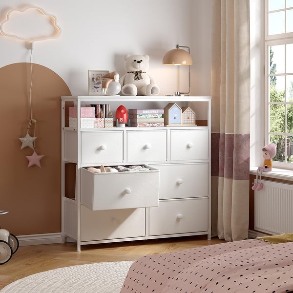 Dresser for Bedroom Dresser with 7 Drawers & 2 Shelves,Fabric Dressers & Chests of Drawers for Room, Closet,Lightweight - Bed Bath & Beyond - 42199352 Dresser for Bedroom Dresser with 7 Drawers & 2 Shelves,Fabric Dressers & Chests of Drawers for Room, Closet,Lightweight - Bed Bath & Beyond - 42199352