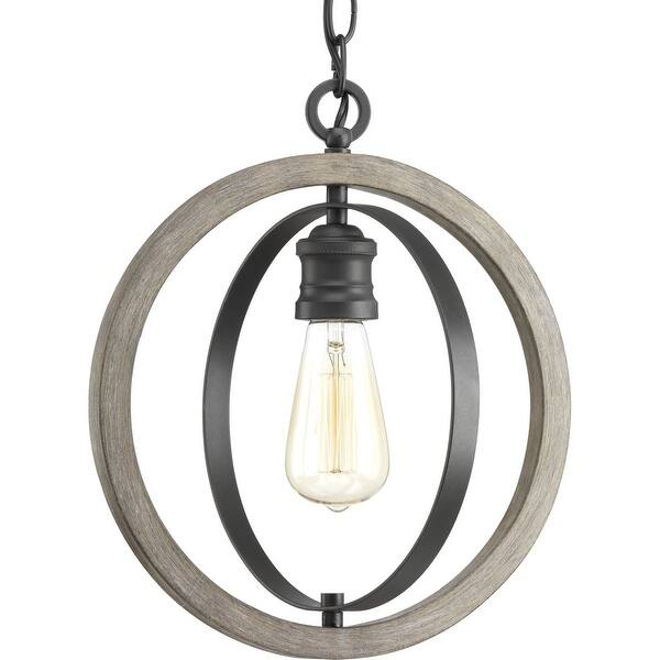Progress Lighting Fairwood 3-Light Antique White and Galvanized Farmhouse Globe Medium Hanging Pendant Light