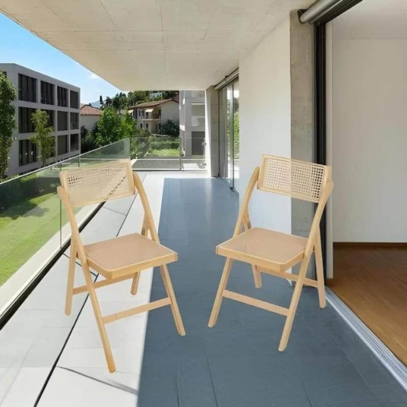 Aria Set of 2 Tristan Bamboo Wood Folding Chair - Beige