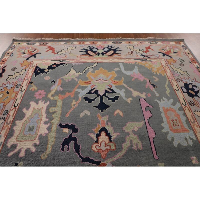 Gray Oushak Oriental Area Rug Handmade Bedroom Wool Carpet - 8'11"x 11'9"