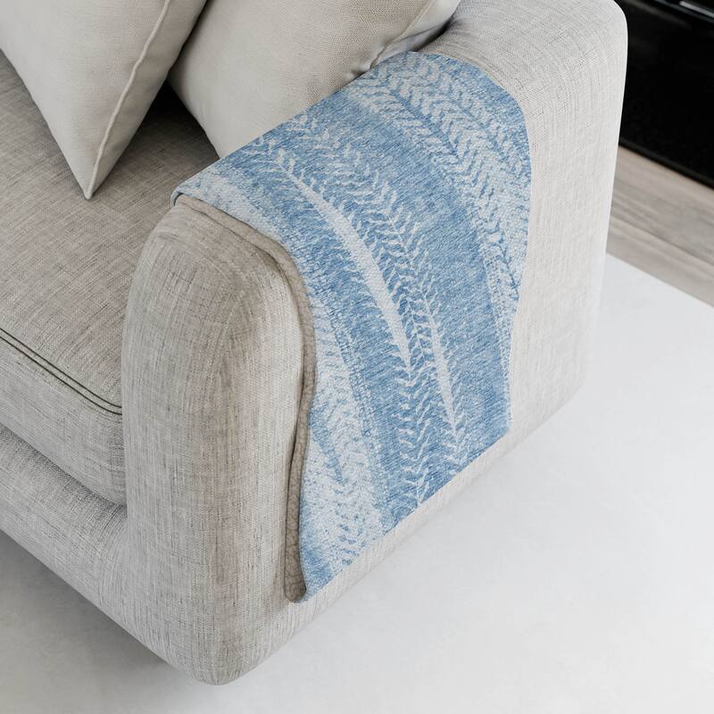 Premium Machine Washable Contemporary Sherpa Throw Blanket - Sky - 4'2" x 5'10"