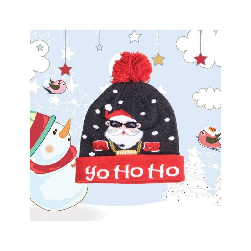 Curata Yo Ho Ho Santa with Sunglasses Led Lighted Beanie Hat