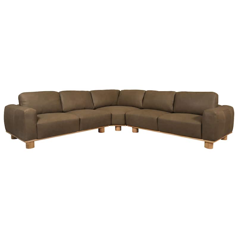 SAFAVIEH Couture Ellyn Leather L-Shaped Sectional - 118"W x 118"D x 33"H