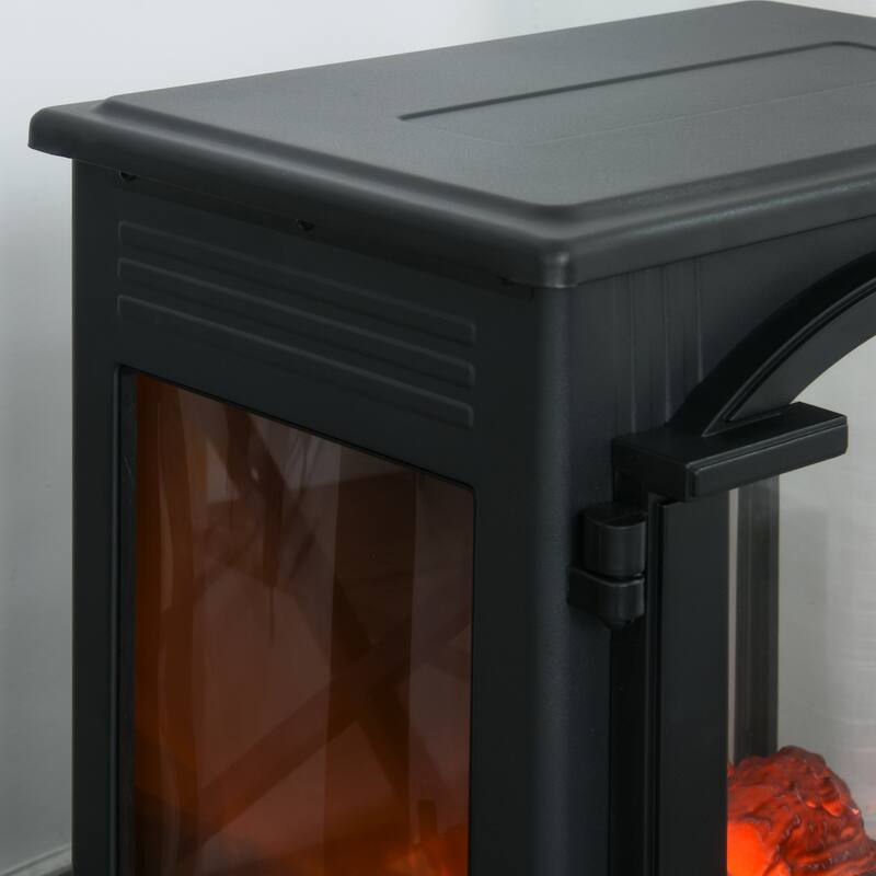 23" Electric Fireplace Heater, Fire Place Stove with Realistic LED Flames and Logs and Overheating Protection, 750W/1500W