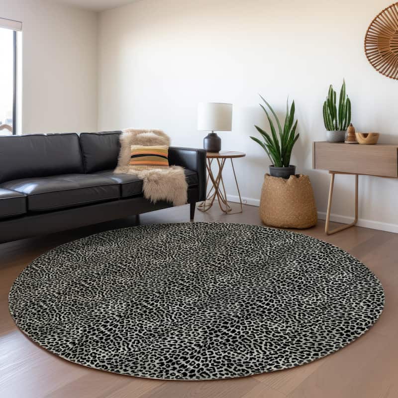 Premium Washable Super Soft Animal Print Mayfield Rug - Shadow - 8' x 8' - Round