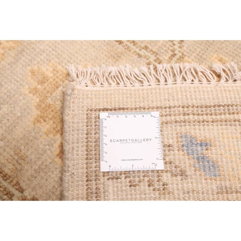 ECARPETGALLERY Hand-knotted Modern Oushak Light Grey Wool Rug - 3'0 x 15'11