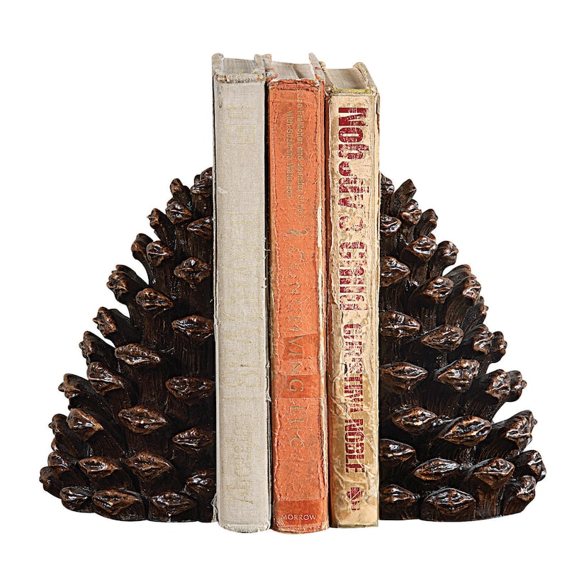 Pinecone Shaped Resin Bookends (Set of 2 Pieces) - Bronze