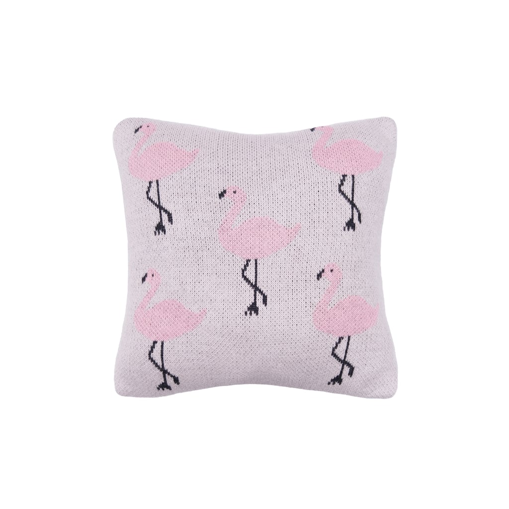 10" x 10" Flamingo Knitted Throw Pillow