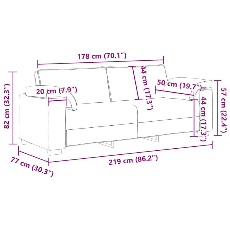 vidaXL Sofa Black/Dark grey Metal - 86.2 x 30.3 x 32.3