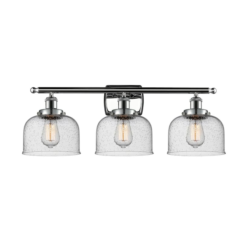 Innovations Lighting Large Bell 3 Light 26" Wide Vanity Light - Polished Chrome / Seedy