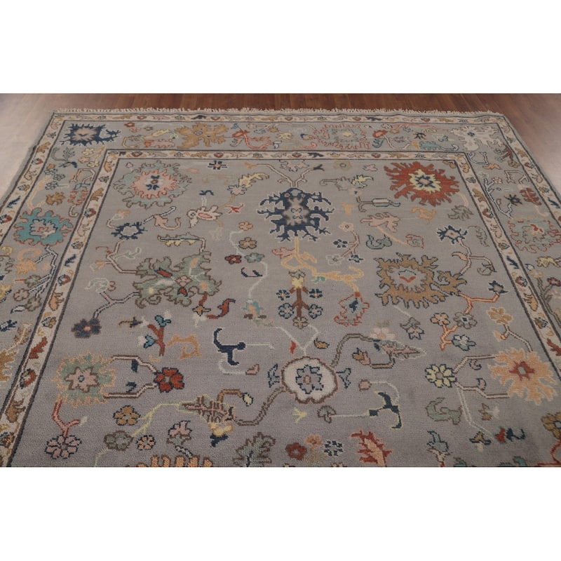 Floral Oushak Indian Area Rug Handmade Wool Carpet - 7'8"x 9'10"