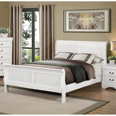 Full Size Wood Sleigh Bed with Traditional Design