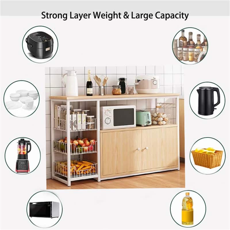 Modern Wooden Kitchen Utility Storage Buffets Shelf with Cabinet