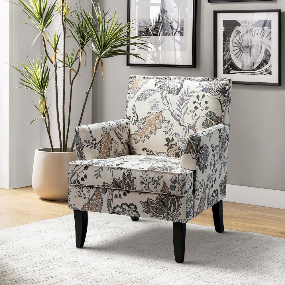 Akorda French Country Armchair with Nailhead Trim and Solid Wood Legs by HULALA HOME